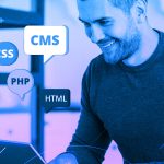 Representation of CSS, JS, and HTML technologies used in modern website revamps.